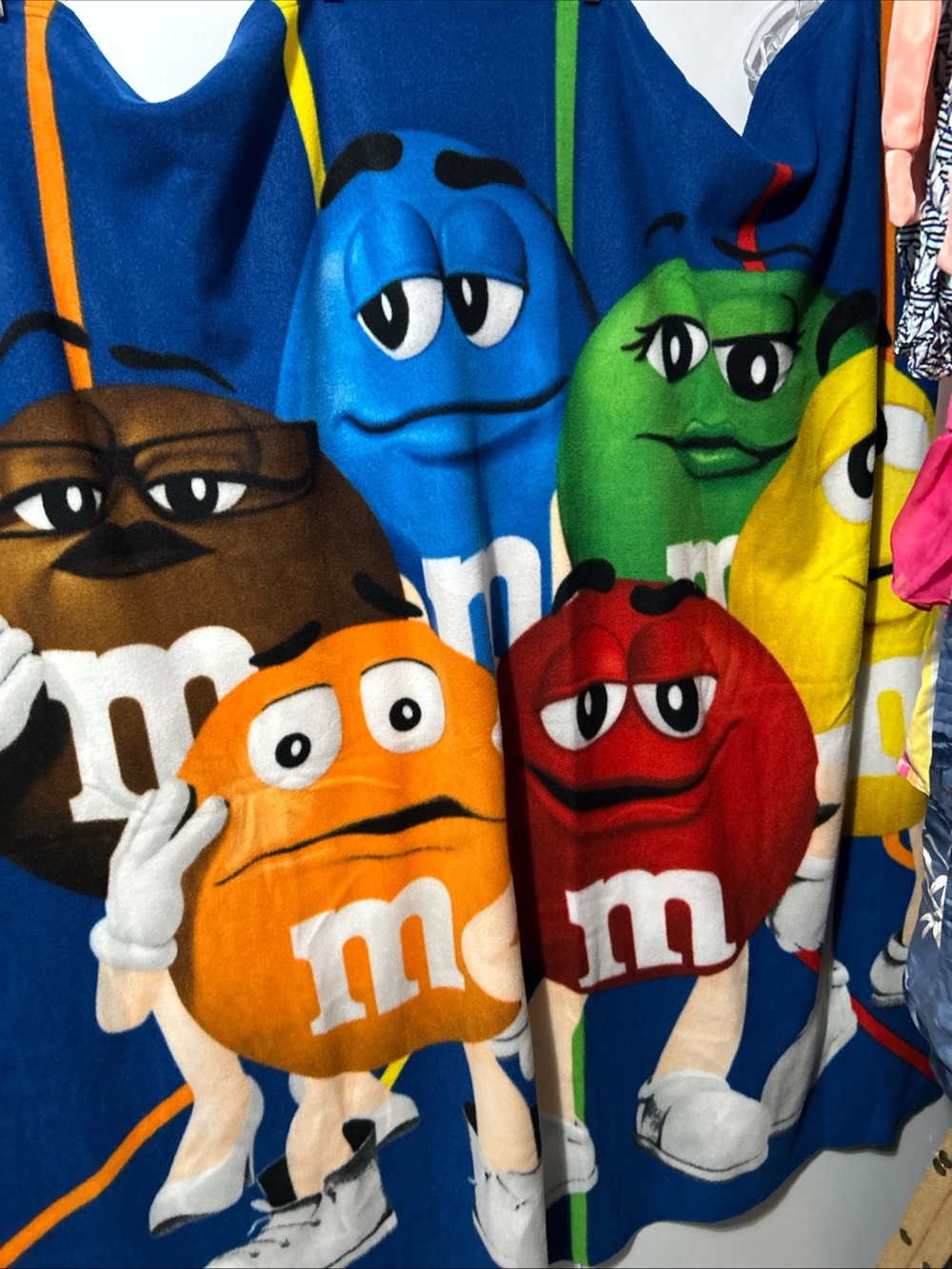 M&M'S Plush Blanket with Red, Orange, Yellow, Green, Blue, Brown Characters
